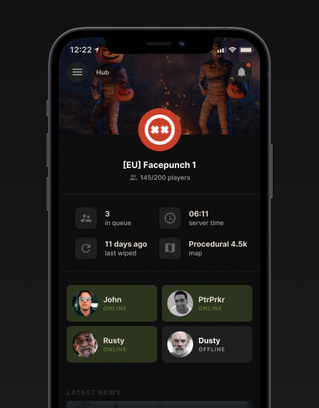 Rust+ Hub screen